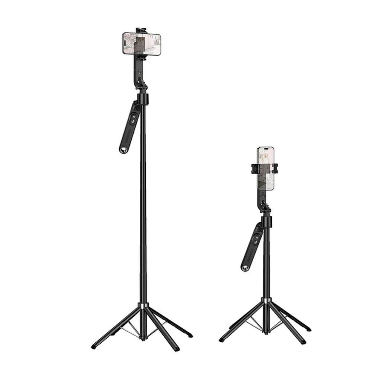 Inteligentny Selfie Stick Hoco K32 Tripod 1,81 m z automatycznym śledzeniem twarzy AI – czarny