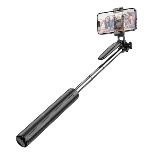 Profesjonalny Selfie Stick Hoco K19 Tripod z pilotem Bluetooth – czarny (1,57 m)