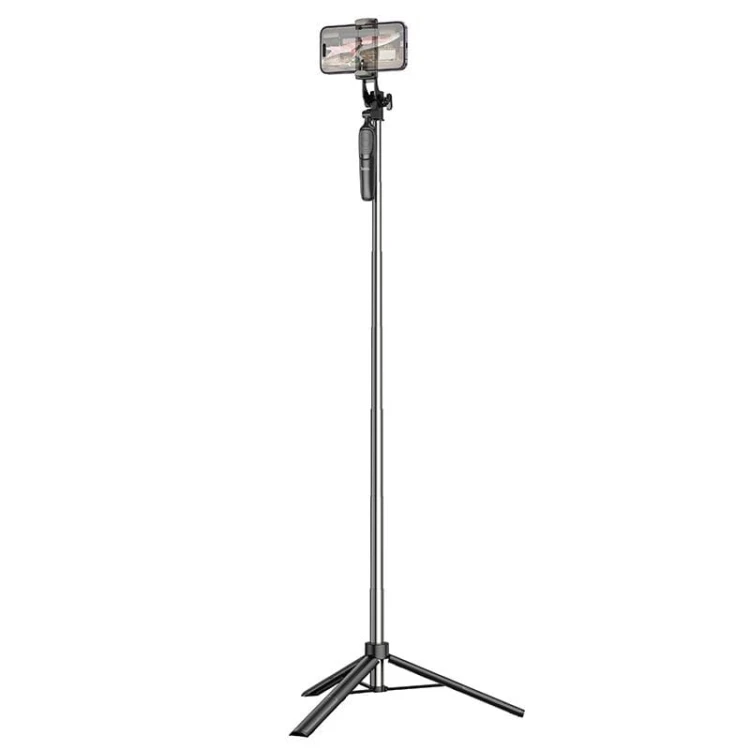 Profesjonalny Selfie Stick Hoco K19 Tripod z pilotem Bluetooth – czarny (1,57 m)