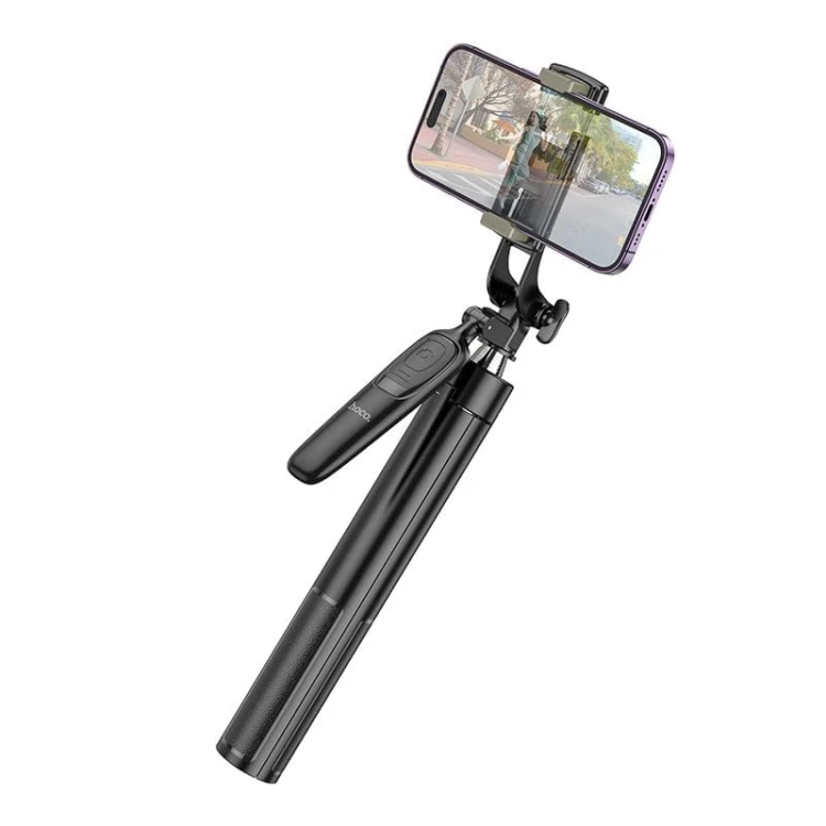 Profesjonalny Selfie Stick Hoco K19 Tripod z pilotem Bluetooth – czarny (1,57 m)