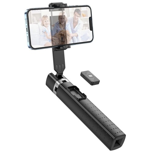 Selfie Stick Hoco K18 Fourpod z bezprzewodowym pilotem Bluetooth – czarny