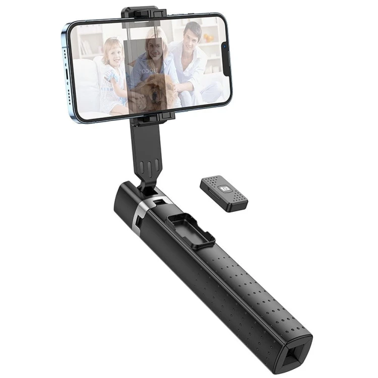 Selfie Stick Hoco K18 Fourpod z bezprzewodowym pilotem Bluetooth – czarny
