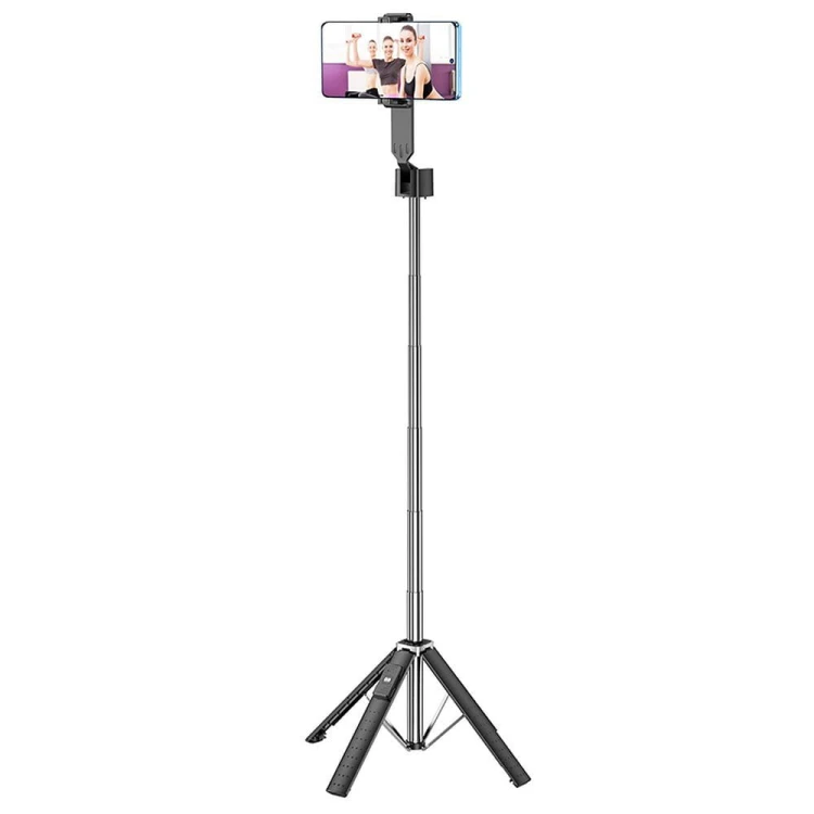 Selfie Stick Hoco K18 Fourpod z bezprzewodowym pilotem Bluetooth – czarny