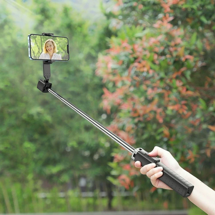 Selfie Stick Hoco K18 Fourpod z bezprzewodowym pilotem Bluetooth – czarny