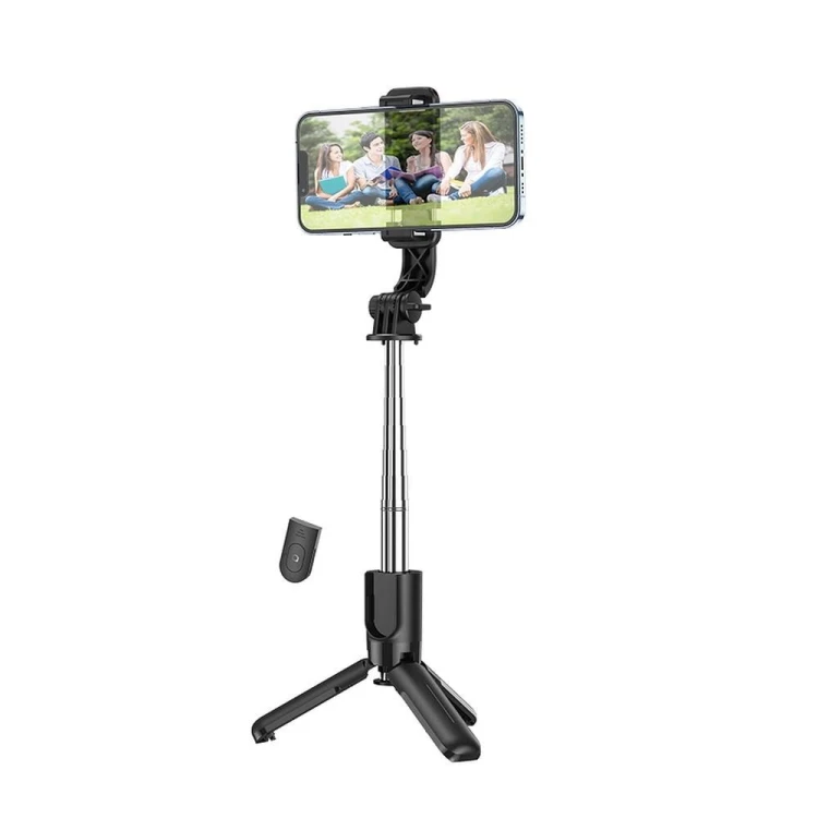 Selfie Stick Hoco K17 Tripod z bezprzewodowym pilotem Bluetooth – czarny
