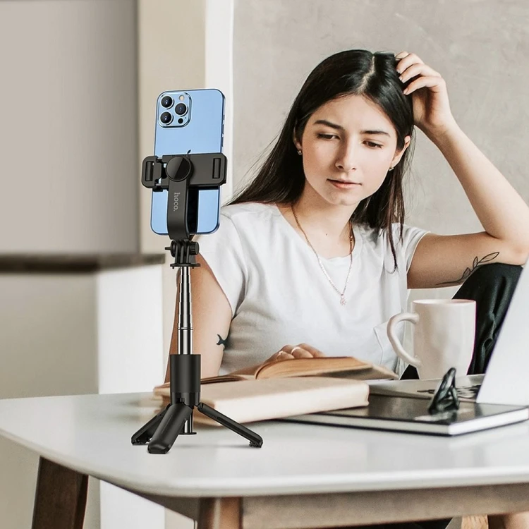 Selfie Stick Hoco K17 Tripod z bezprzewodowym pilotem Bluetooth – czarny