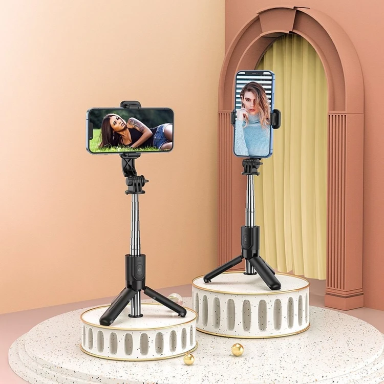Selfie Stick Hoco K17 Tripod z bezprzewodowym pilotem Bluetooth – czarny