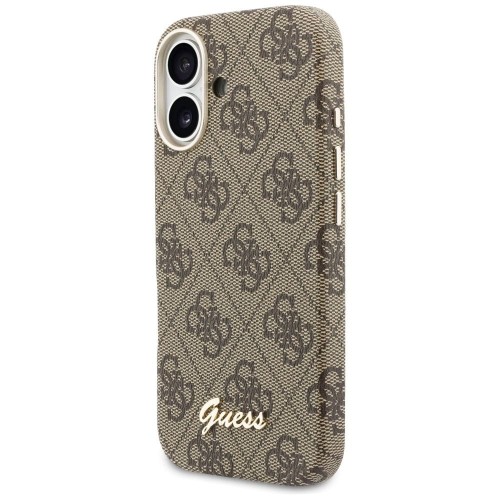 GUESS futerał iPhone 17 4G Script MagSafe brązowy – ekskluzywne etui