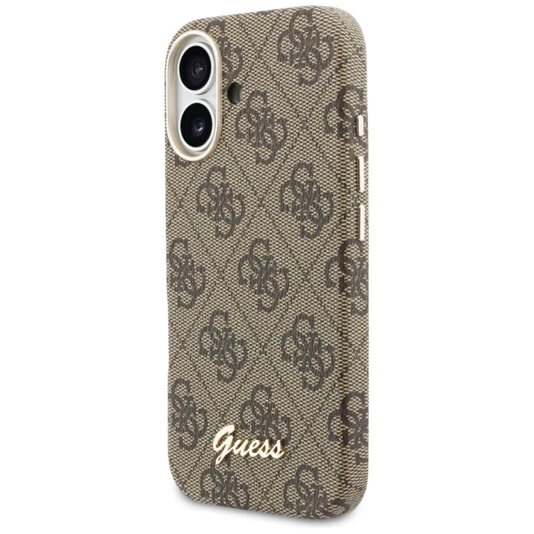 GUESS futerał iPhone 17 4G Script MagSafe brązowy – ekskluzywne etui