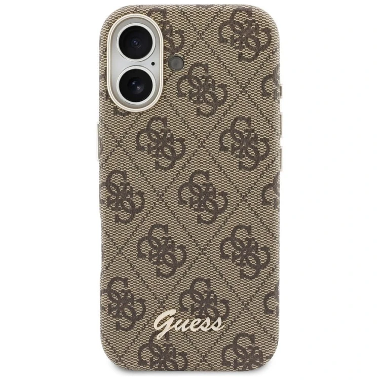 GUESS futerał iPhone 17 4G Script MagSafe brązowy – ekskluzywne etui
