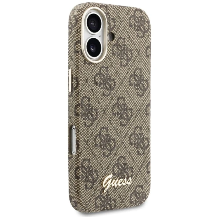 GUESS futerał iPhone 17 4G Script MagSafe brązowy – ekskluzywne etui