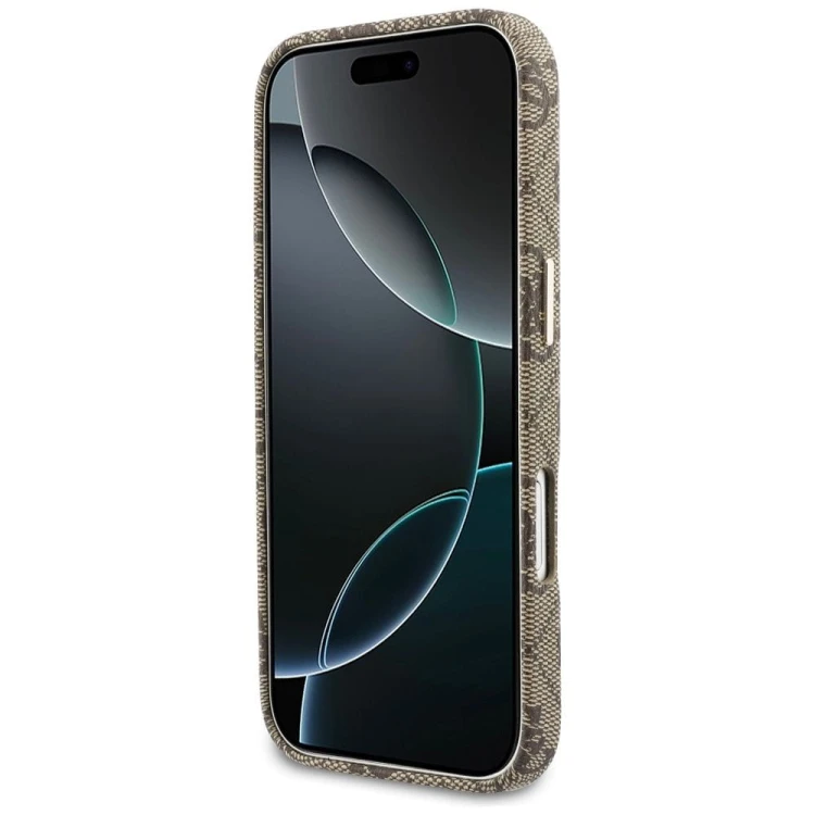 GUESS futerał iPhone 17 4G Script MagSafe brązowy – ekskluzywne etui