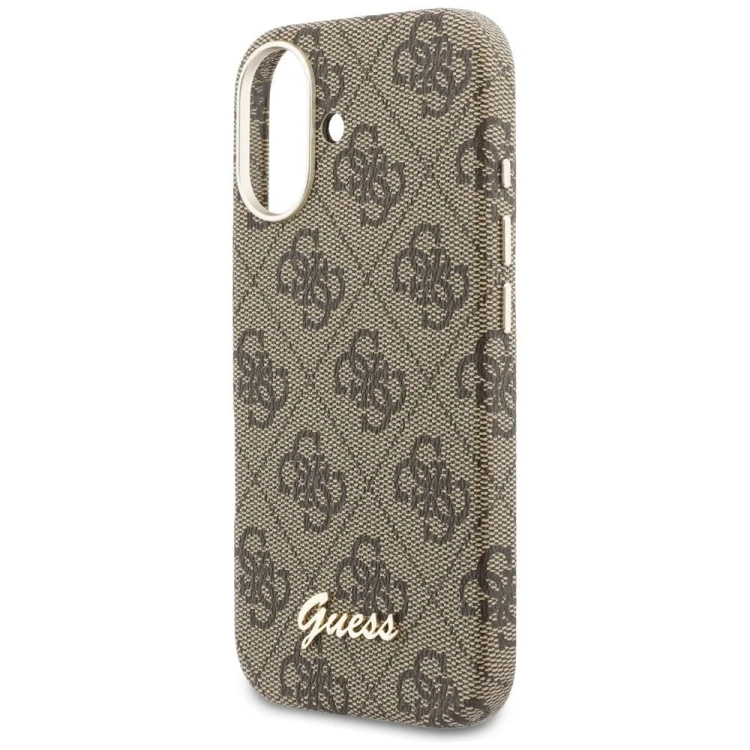GUESS futerał iPhone 17 4G Script MagSafe brązowy – ekskluzywne etui