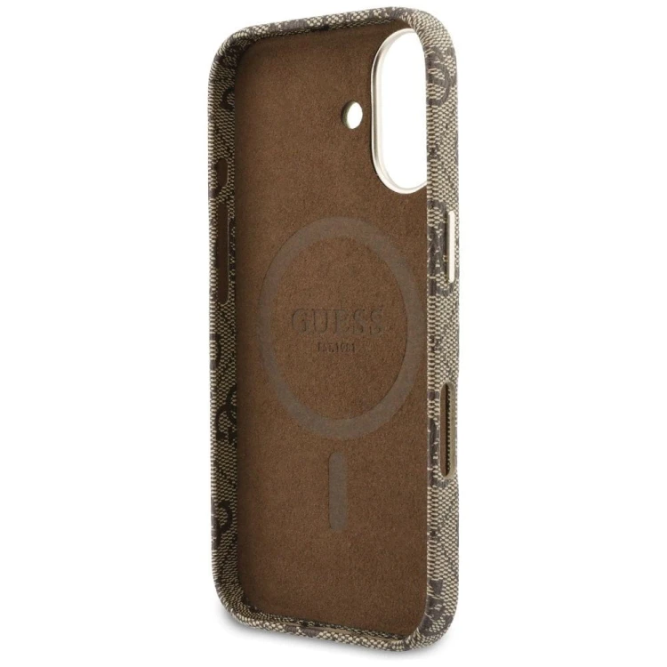 GUESS futerał iPhone 17 4G Script MagSafe brązowy – ekskluzywne etui