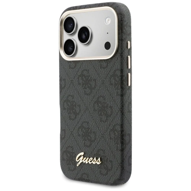 GUESS futerał iPhone 17 Pro 4G Script MagSafe czarny – luksusowe etui