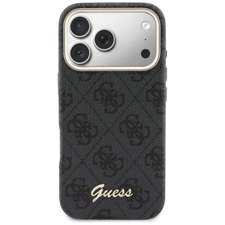 GUESS futerał iPhone 17 Pro 4G Script MagSafe czarny – luksusowe etui