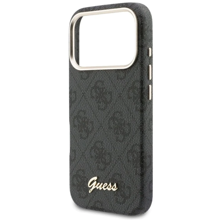 GUESS futerał iPhone 17 Pro 4G Script MagSafe czarny – luksusowe etui