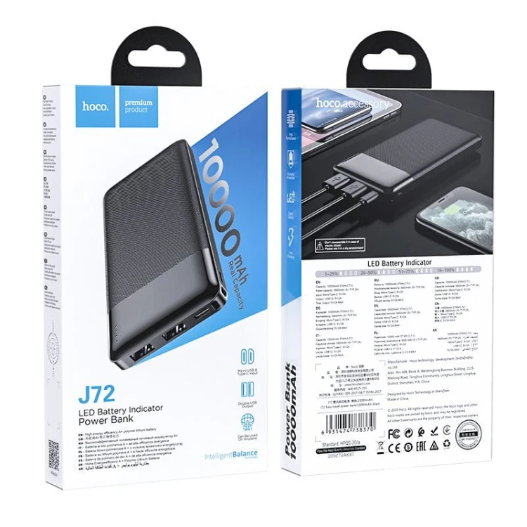 Przenośny Powerbank Hoco J72 Easy Travel 10000 mAh – czarny