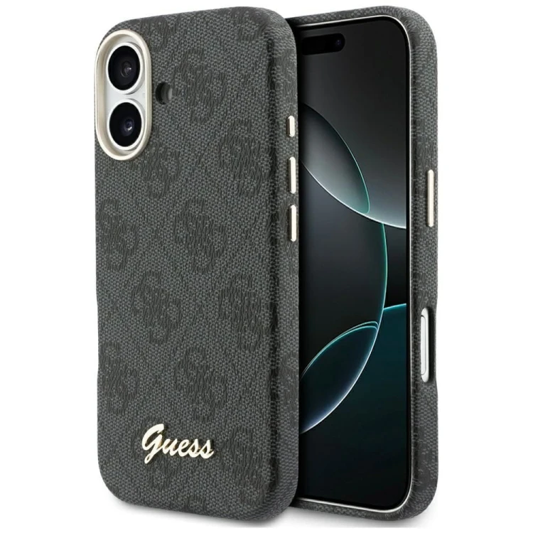 GUESS futerał iPhone 17 4G Script MagSafe czarny – ekskluzywne etui