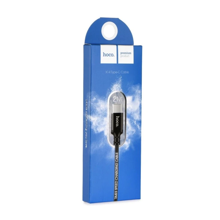 Wzmocniony kabel USB-A do USB-C Hoco X14 2 m – czarny (2A)