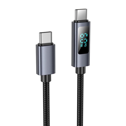 Kabel szybkoładujący USB-C do USB-C Hoco X112 60W z wyświetlaczem mocy – czarny (1 m)