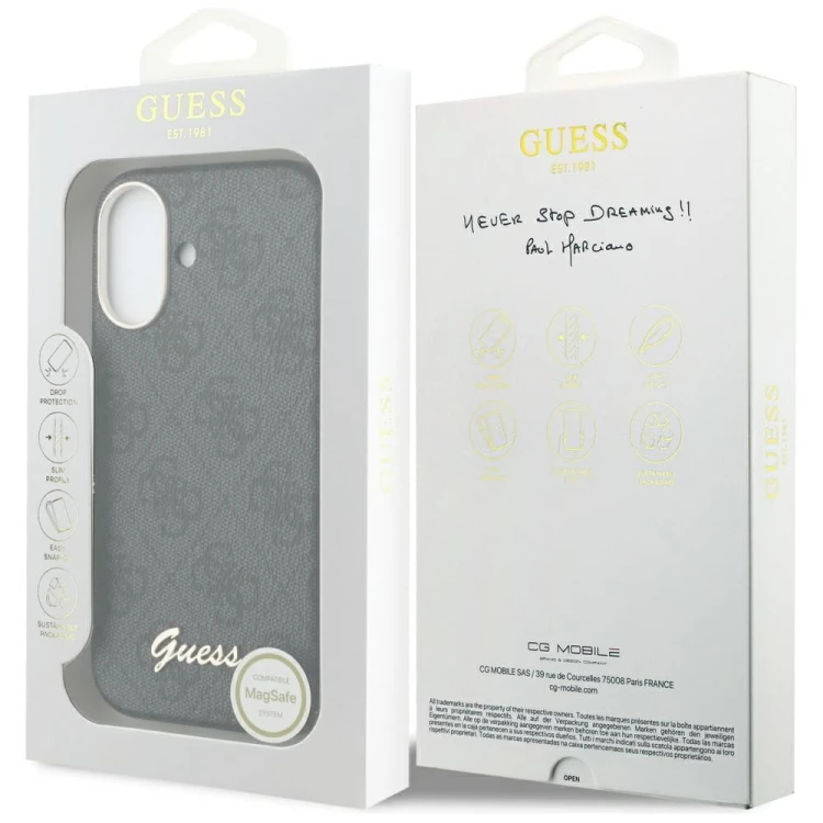 GUESS futerał iPhone 17 4G Script MagSafe czarny – ekskluzywne etui