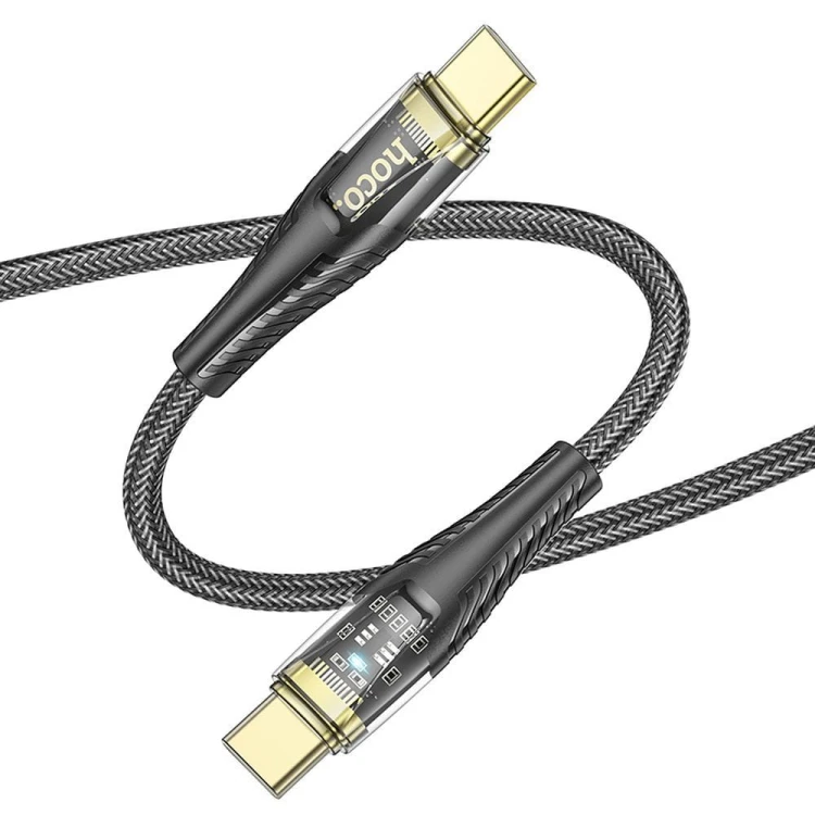 Szybkoładujący kabel USB-C do USB-C Hoco U121 60W Power Delivery – czarny (1,2 m)