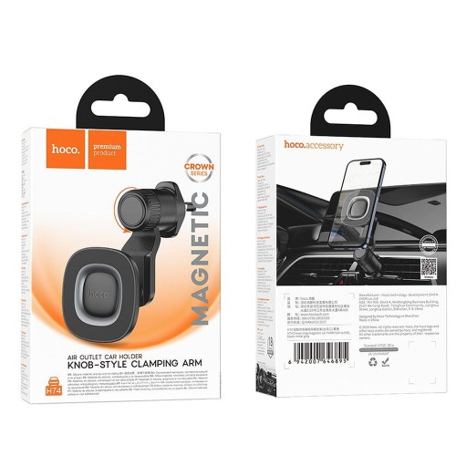 Magnetyczny uchwyt samochodowy Hoco H74 do kratki nawiewu (zgodny z MagSafe) – czarno-szary