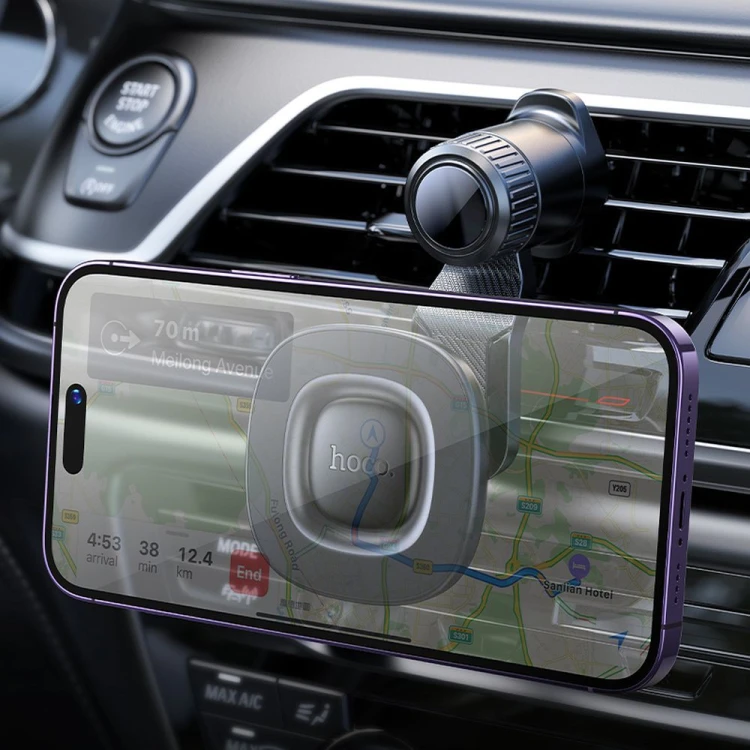 Magnetyczny uchwyt samochodowy Hoco H74 do kratki nawiewu (zgodny z MagSafe) – czarno-szary