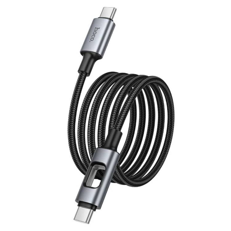 Kabel szybkoładujący USB-C do USB-C Hoco U144 60W z podświetleniem LED – czarny (1,2 m)