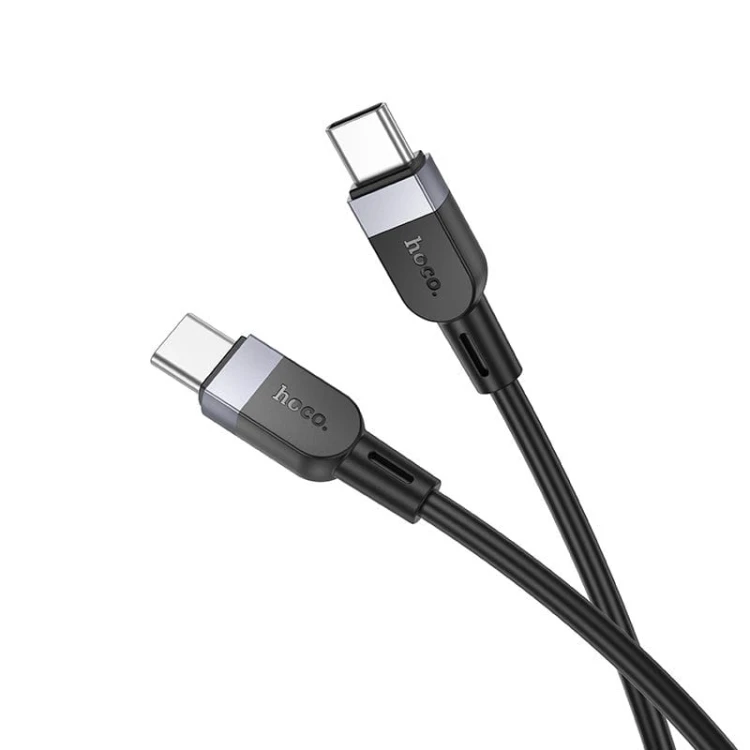 Szybkoładujący kabel silikonowy USB-C do USB-C Hoco X109 60W – czarny (2 m)