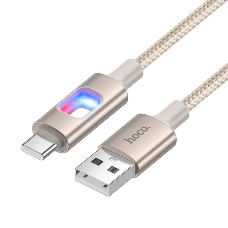 Kabel USB-A do USB-C Hoco U144 3A z efektownym podświetleniem LED – biały (1,2 m)