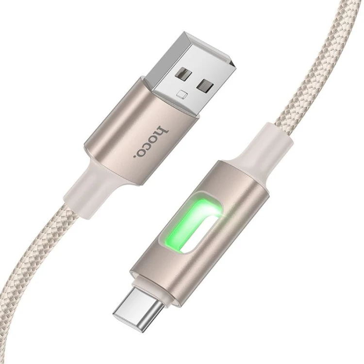 Kabel USB-A do USB-C Hoco U144 3A z efektownym podświetleniem LED – biały (1,2 m)