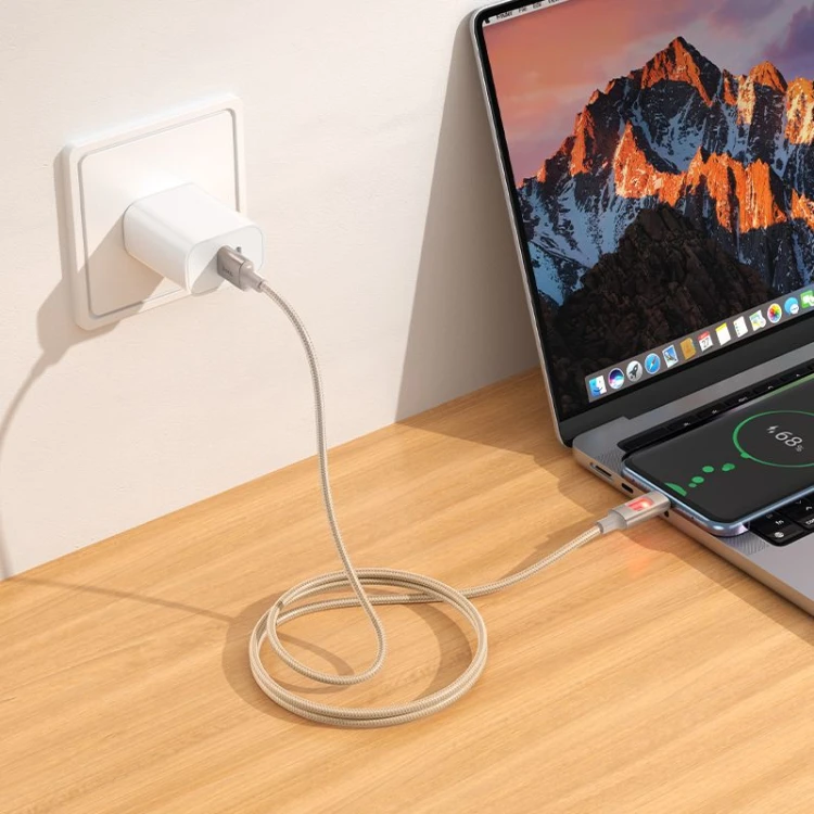 Kabel USB-A do USB-C Hoco U144 3A z efektownym podświetleniem LED – biały (1,2 m)