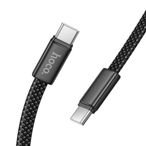 Płaski kabel szybkoładujący USB-C do USB-C Hoco X125 60W Power Delivery – czarny (1 m)