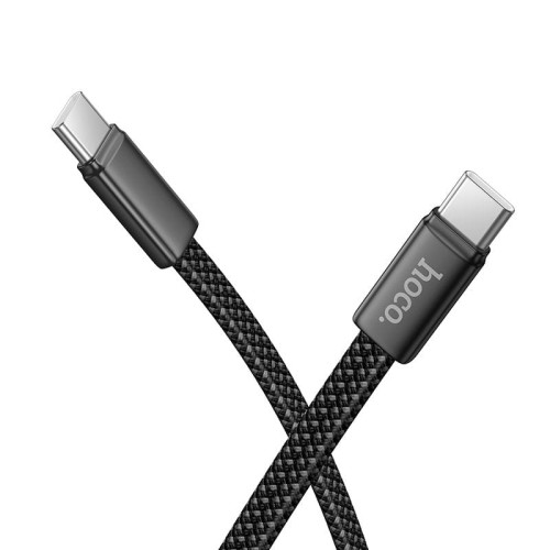 Płaski kabel szybkoładujący USB-C do USB-C Hoco X125 60W Power Delivery – czarny (1 m)