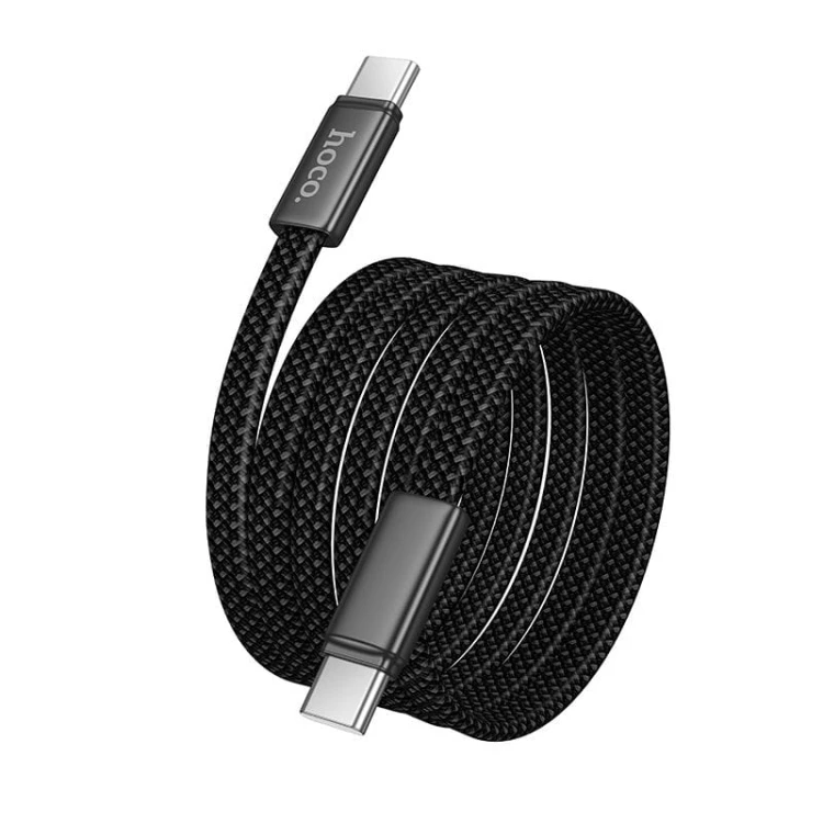 Płaski kabel szybkoładujący USB-C do USB-C Hoco X125 60W Power Delivery – czarny (1 m)