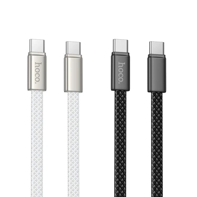 Płaski kabel szybkoładujący USB-C do USB-C Hoco X125 60W Power Delivery – czarny (1 m)