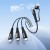 Wielofunkcyjny kabel 3w1 Hoco X123 z hybrydowym wejściem USB-C / USB-A – czarny (1 m)