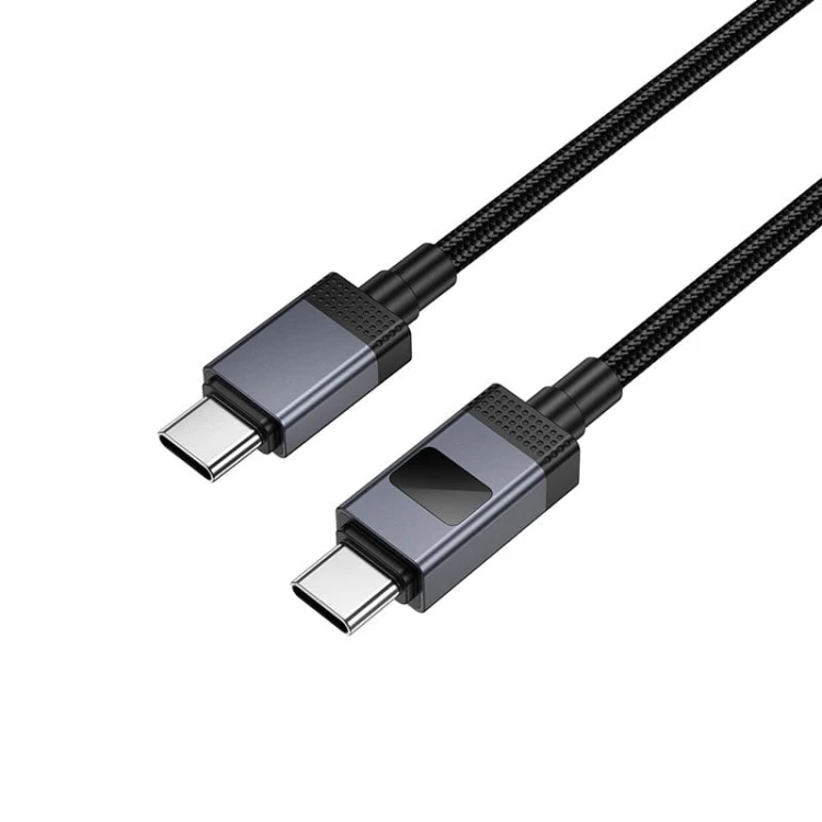 Kabel szybkoładujący USB-C do USB-C Hoco X118 60W z wyświetlaczem LED – czarny (1 m)