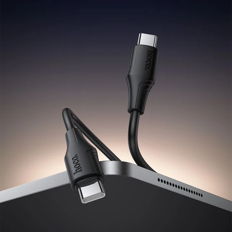 Szybkoładujący kabel silikonowy USB-C do USB-C Hoco X124 60W Power Delivery – czarny (1 m)