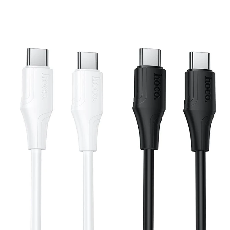 Szybkoładujący kabel silikonowy USB-C do USB-C Hoco X124 60W Power Delivery – biały (1 m)