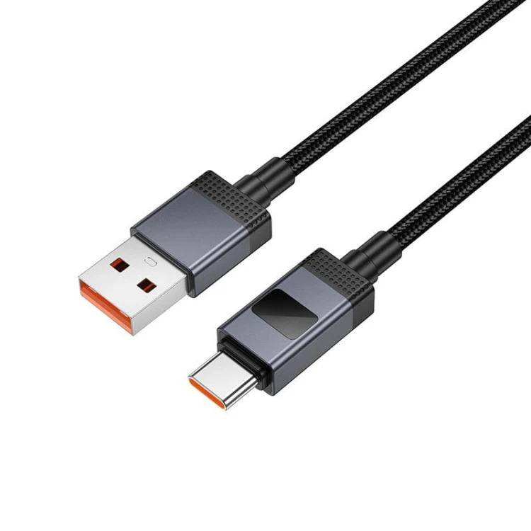Kabel szybkoładujący USB-A do USB-C Hoco X118 5A z wyświetlaczem LED – czarny (1 m)