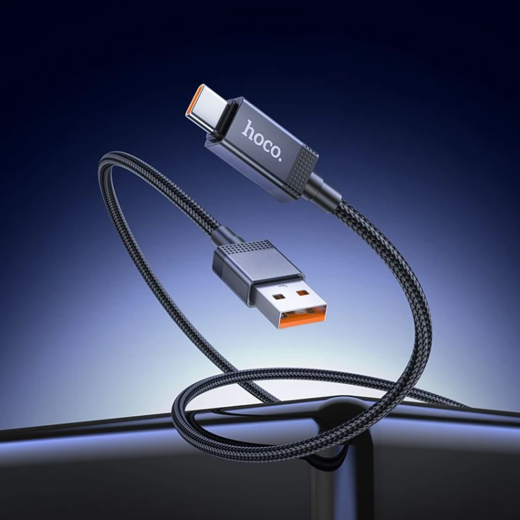 Kabel szybkoładujący USB-A do USB-C Hoco X118 5A z wyświetlaczem LED – czarny (1 m)