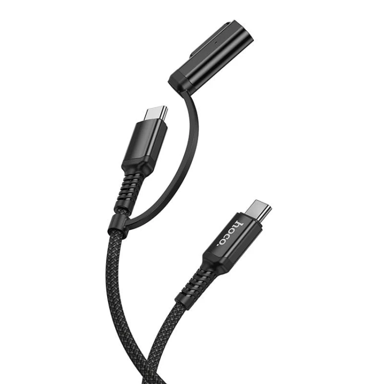 Kabel 2w1 USB-C do USB-C / MagSafe 3 Hoco U142 240W PD 3.1 – czarny (1,8 m)