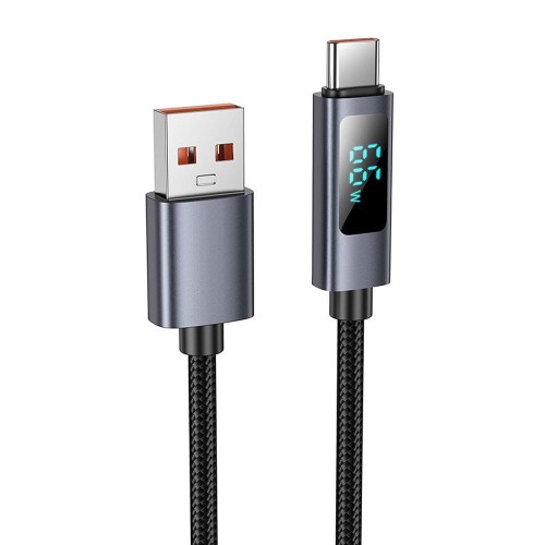 Kabel szybkoładujący USB-A do USB-C Hoco X112 5A z wyświetlaczem mocy – czarny (1 m)