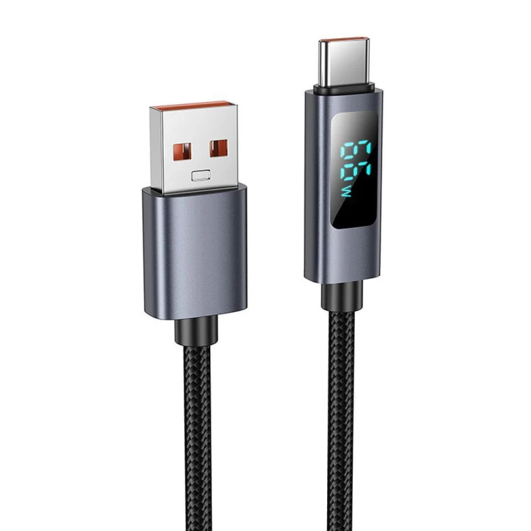 Kabel szybkoładujący USB-A do USB-C Hoco X112 5A z wyświetlaczem mocy – czarny (1 m)