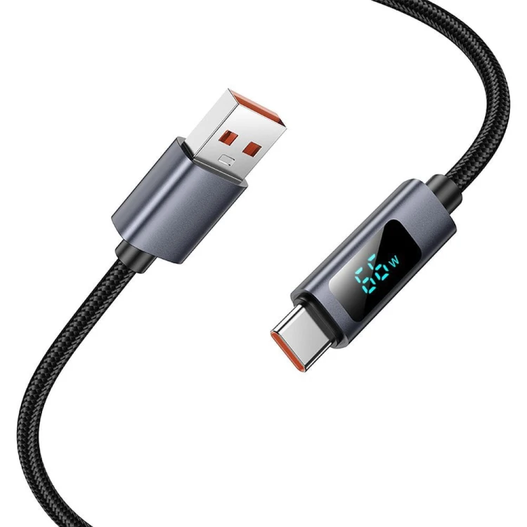 Kabel szybkoładujący USB-A do USB-C Hoco X112 5A z wyświetlaczem mocy – czarny (1 m)
