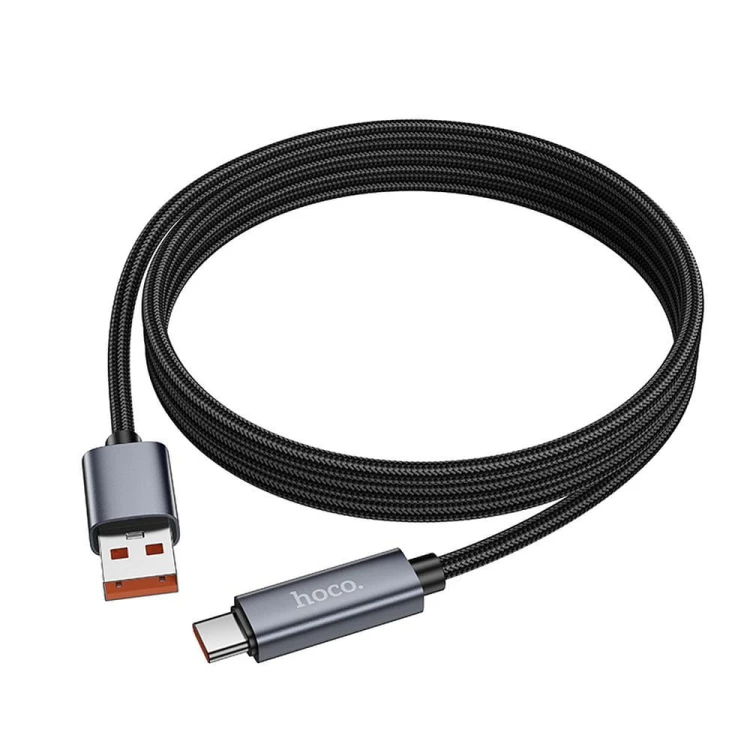 Kabel szybkoładujący USB-A do USB-C Hoco X112 5A z wyświetlaczem mocy – czarny (1 m)