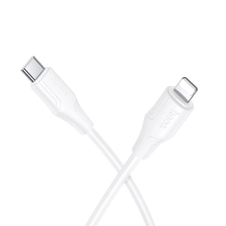 Szybkoładujący kabel silikonowy USB-C do Lightning Hoco X124 27W – biały (1 m)